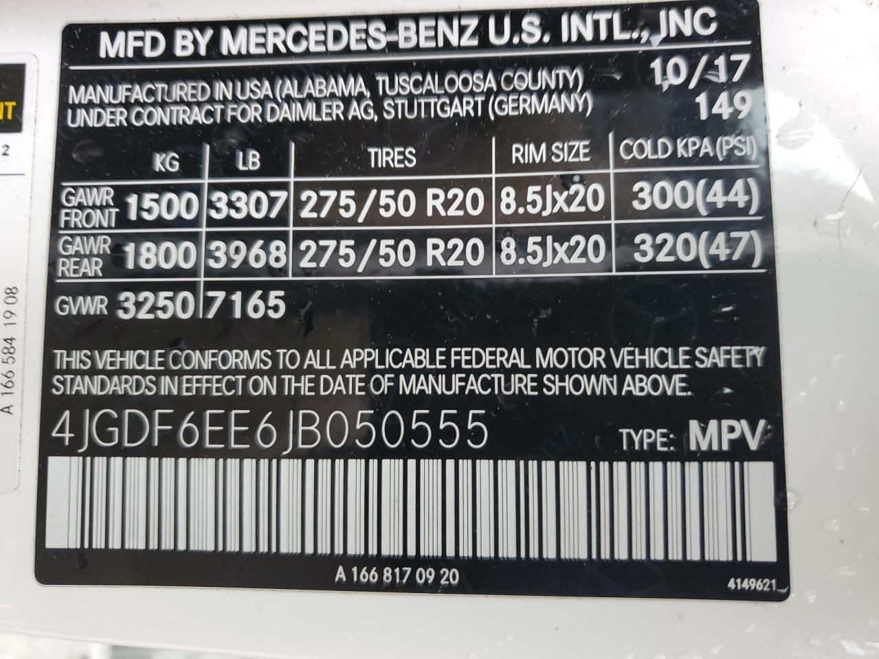 4JGDF6EE6JB050555 2018 Mercedes-Benz Gls 450 4Matic