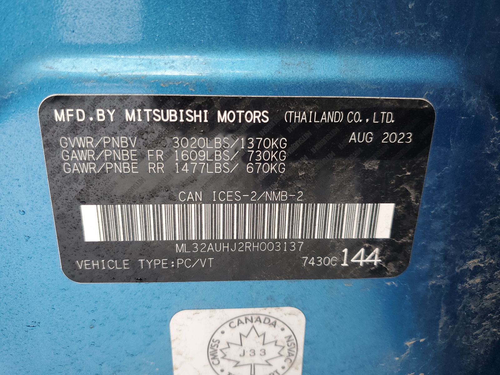 ML32AUHJ2RH003137 2024 Mitsubishi Mirage Es