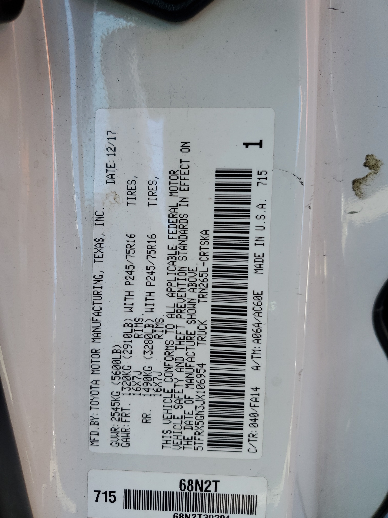 5TFRX5GN3JX106954 2018 Toyota Tacoma Access Cab