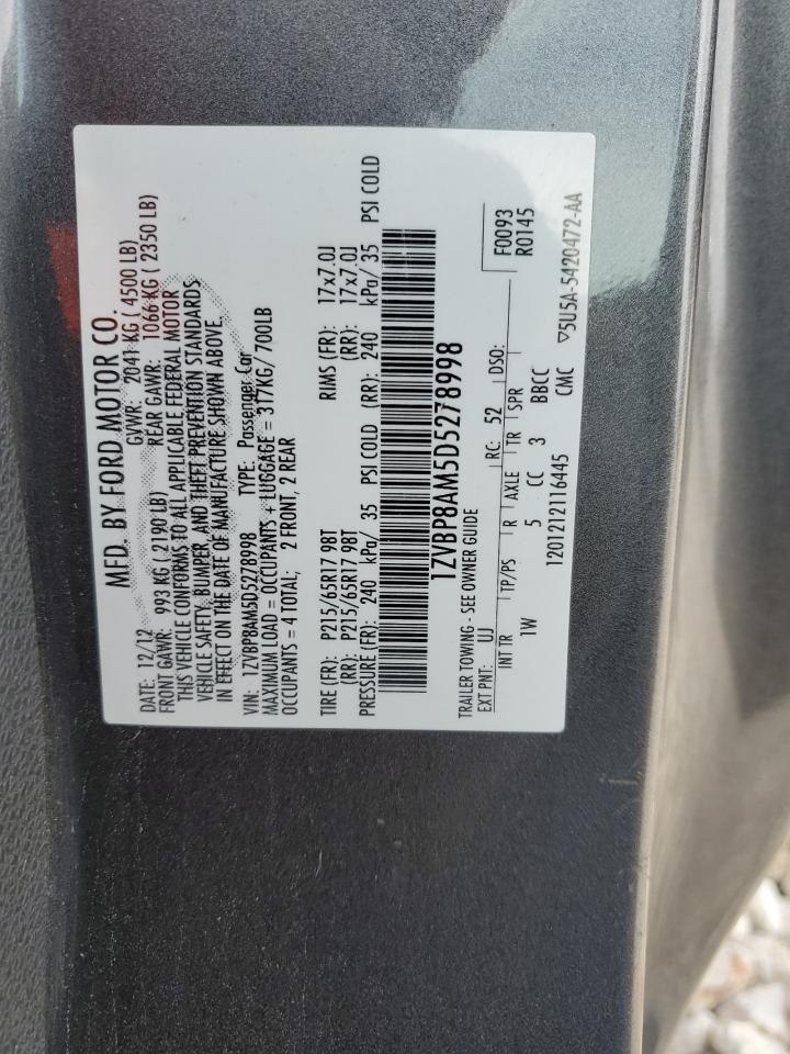 2013 Ford Mustang VIN: 1ZVBP8AM5D5278998 Lot: 42146464