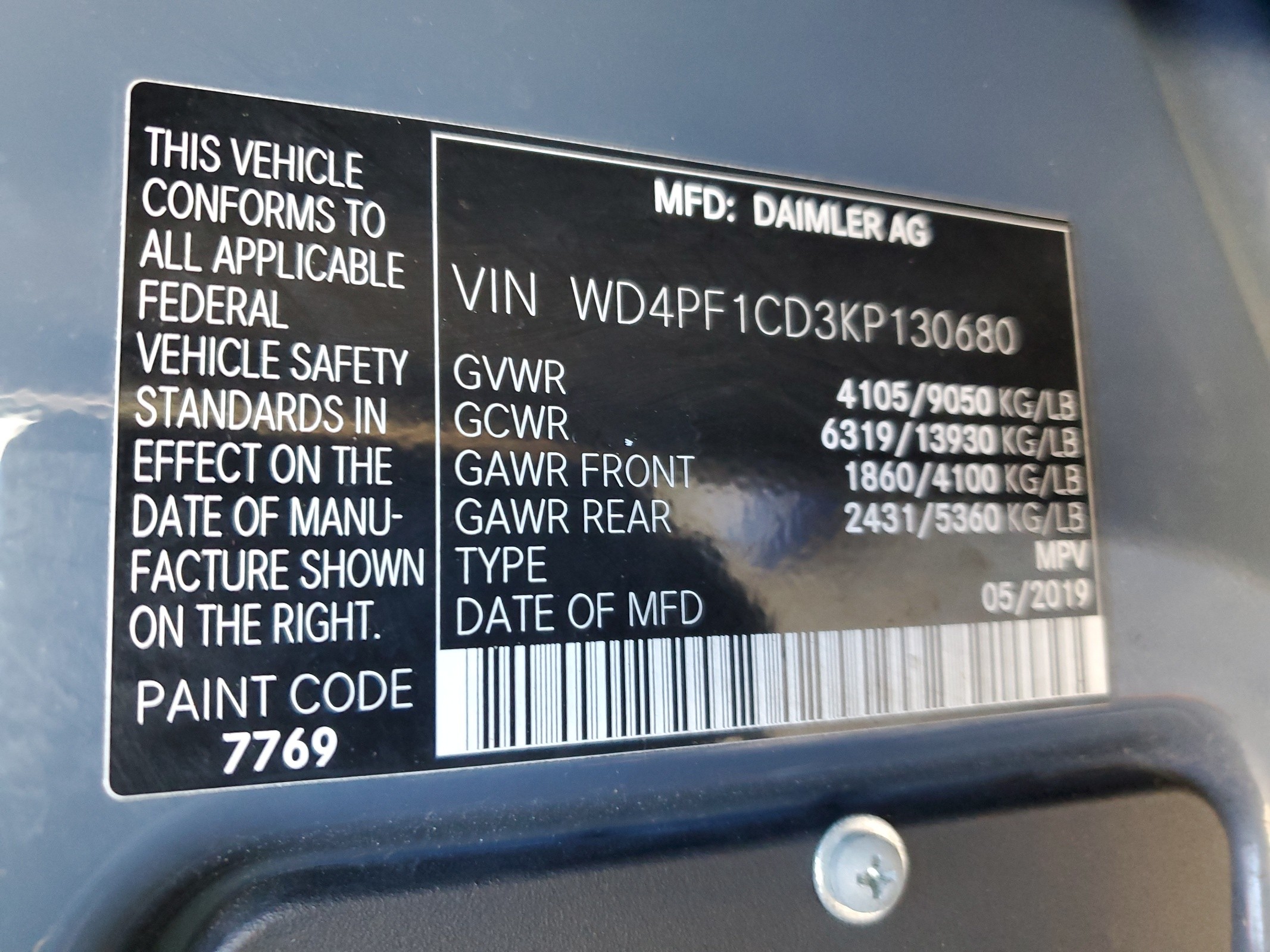 WD4PF1CD3KP130680 2019 Mercedes-Benz Sprinter 2500/3500