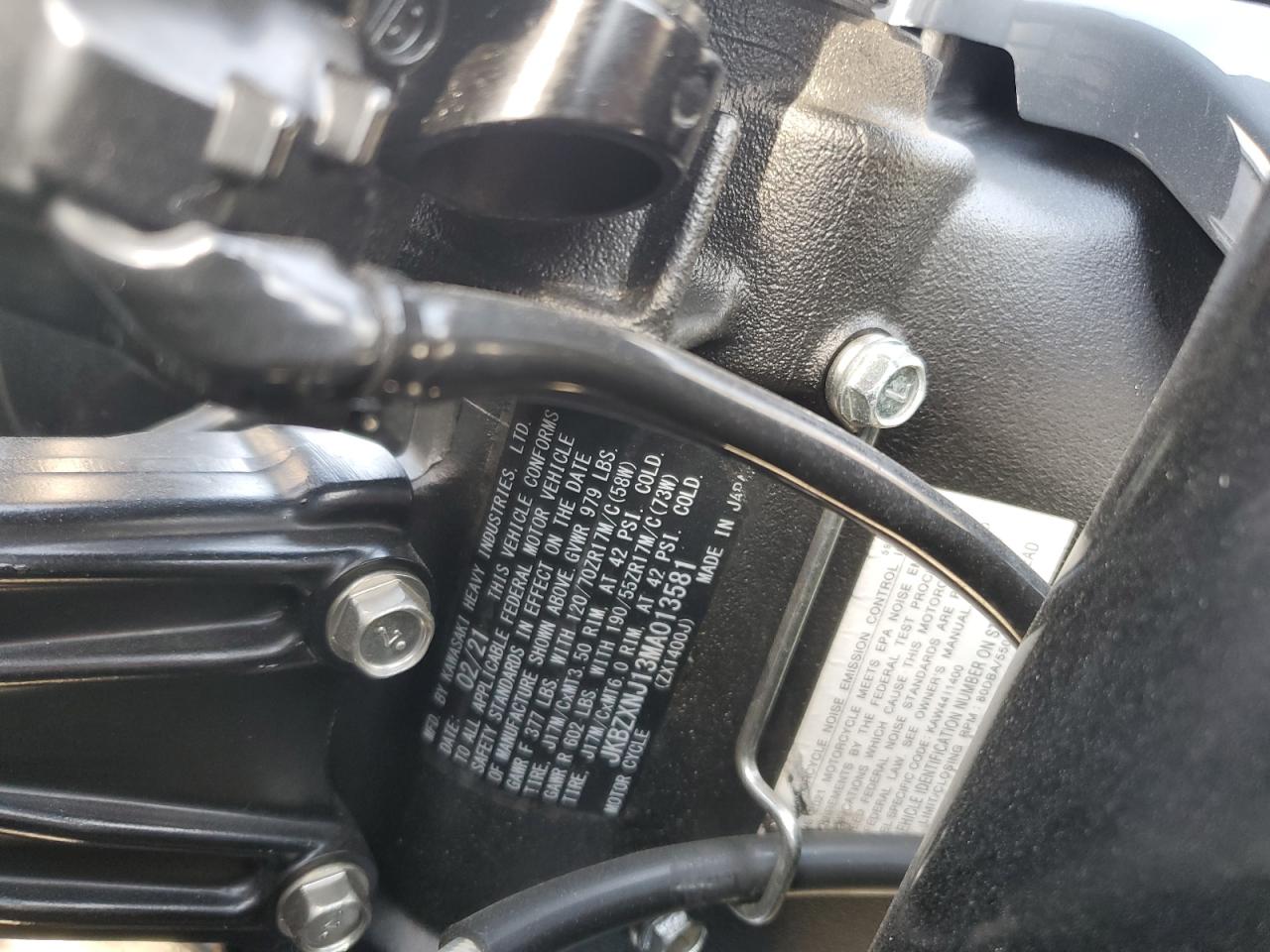 JKBZXNJ13MA013581 2021 Kawasaki Zx1400 J