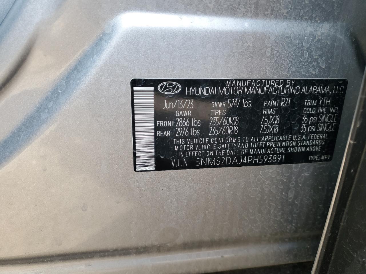 5NMS2DAJ4PH593891 2023 Hyundai Santa Fe Sel