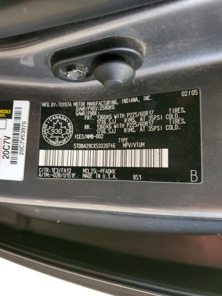 5TDBA29CX5S039746 2005 Toyota Sienna Ce