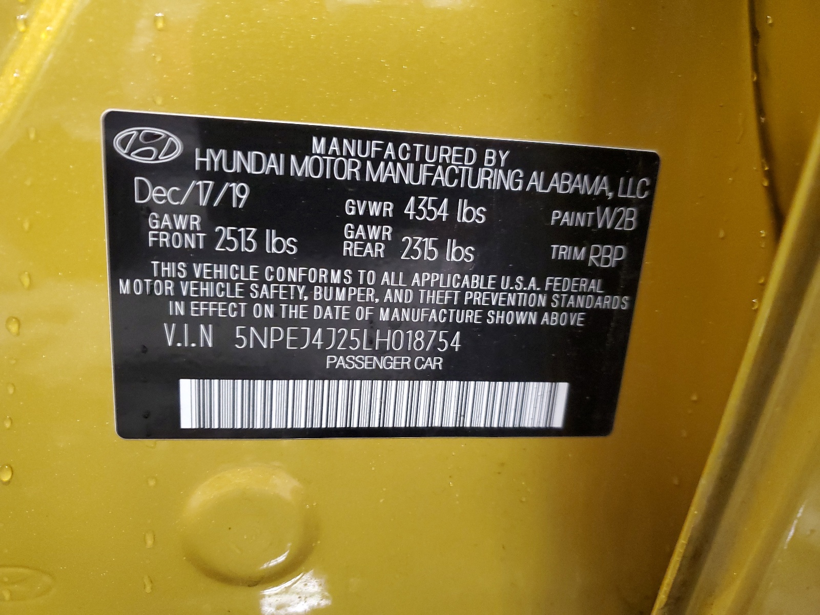 5NPEJ4J25LH018754 2020 Hyundai Sonata Sel Plus
