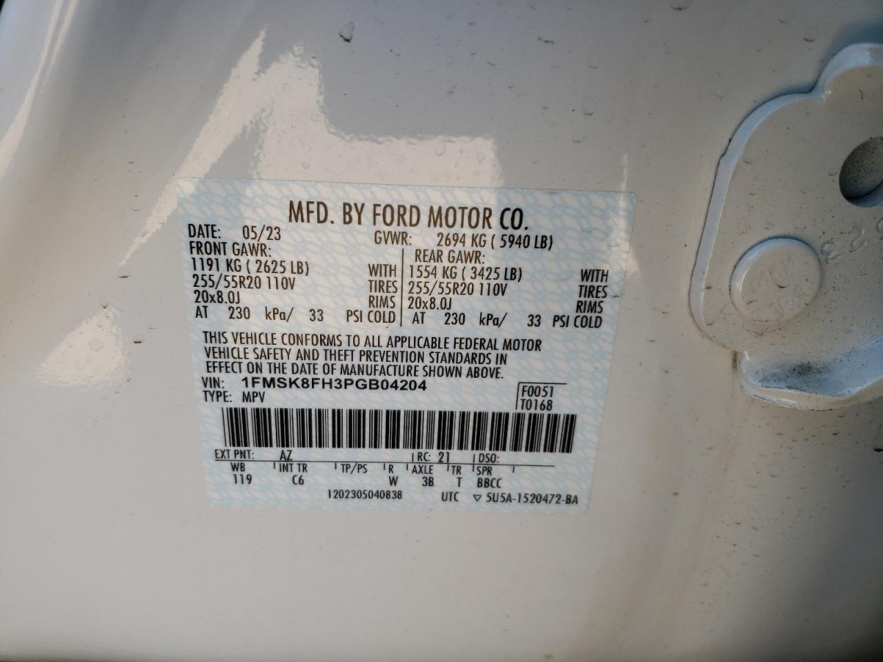 1FMSK8FH3PGB04204 2023 FORD EXPLORER - Image 14