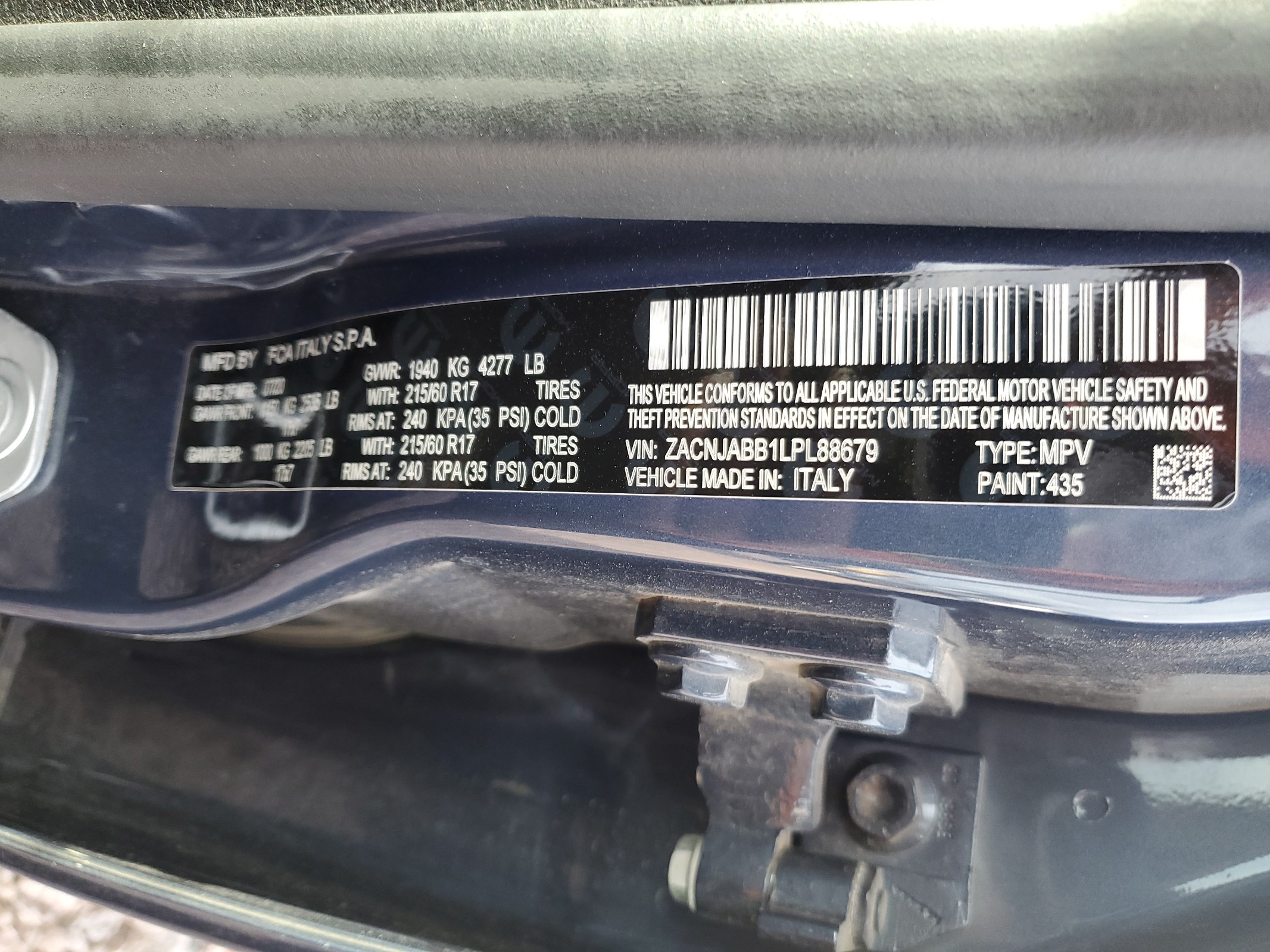 ZACNJABB1LPL88679 2020 Jeep Renegade Latitude