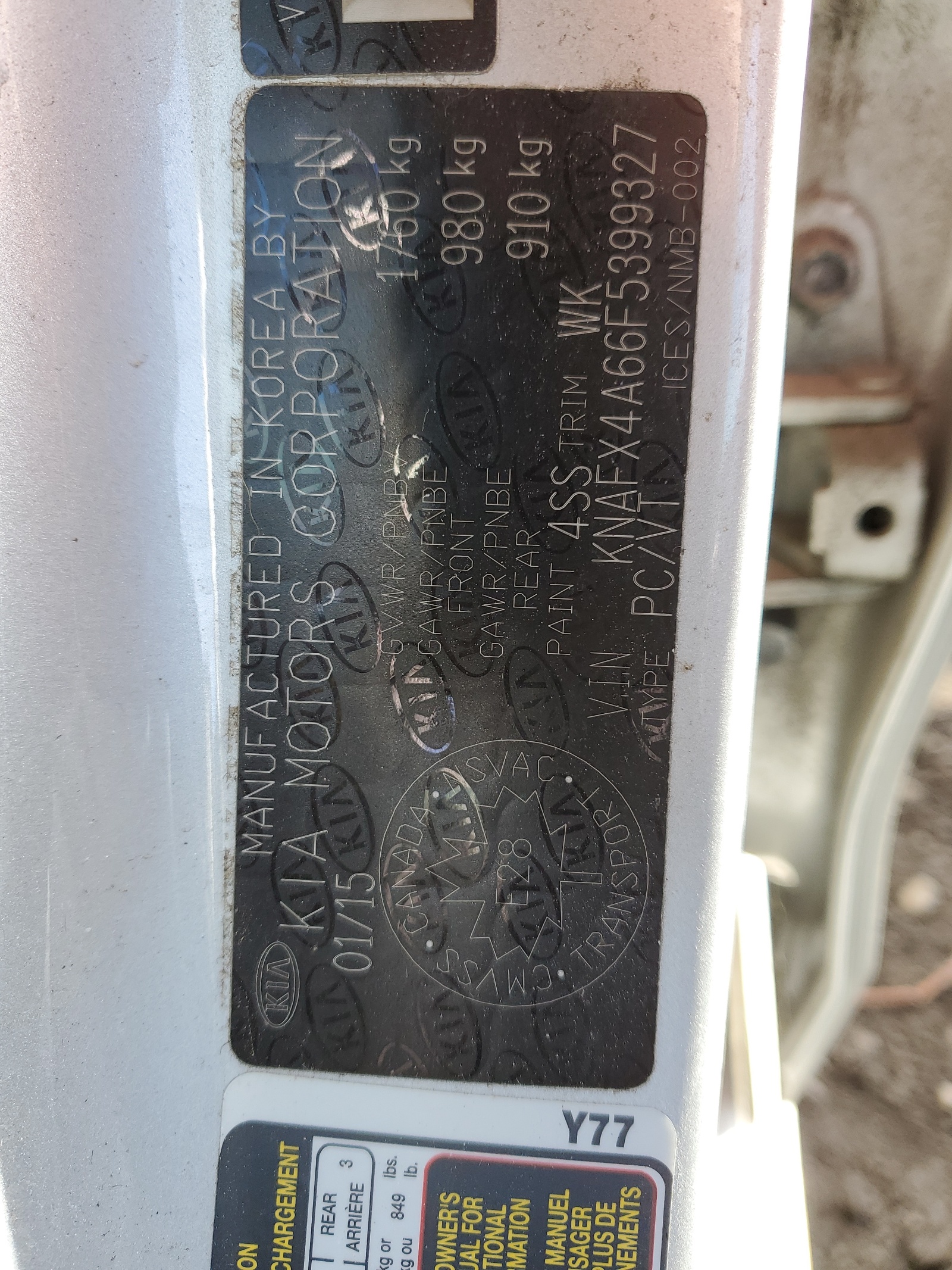 KNAFX4A66F5399327 2015 Kia Forte Lx