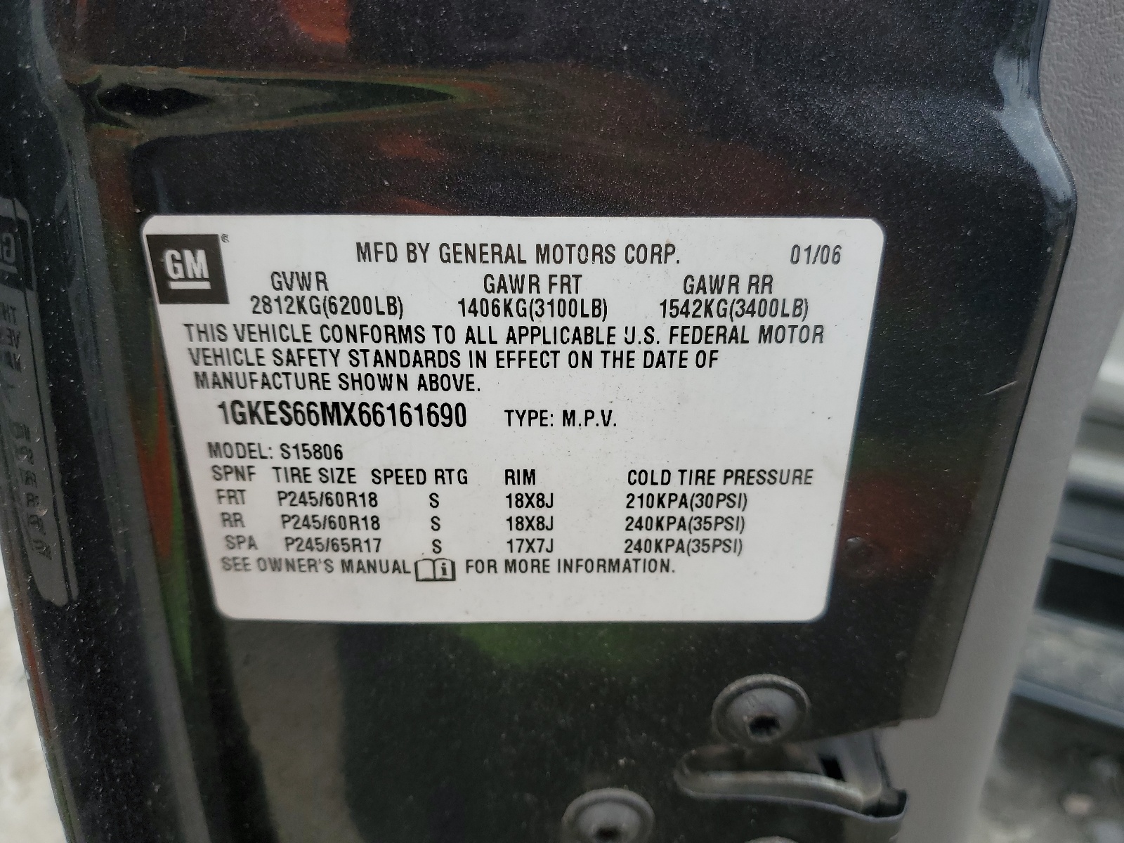 1GKES66MX66161690 2006 GMC Envoy Denali Xl