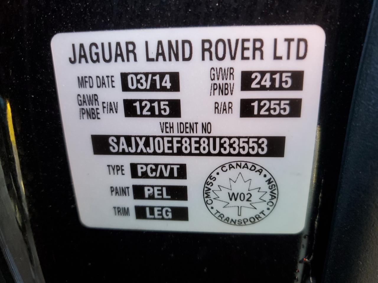 SAJXJ0EF8E8U33553 2014 Jaguar Xf