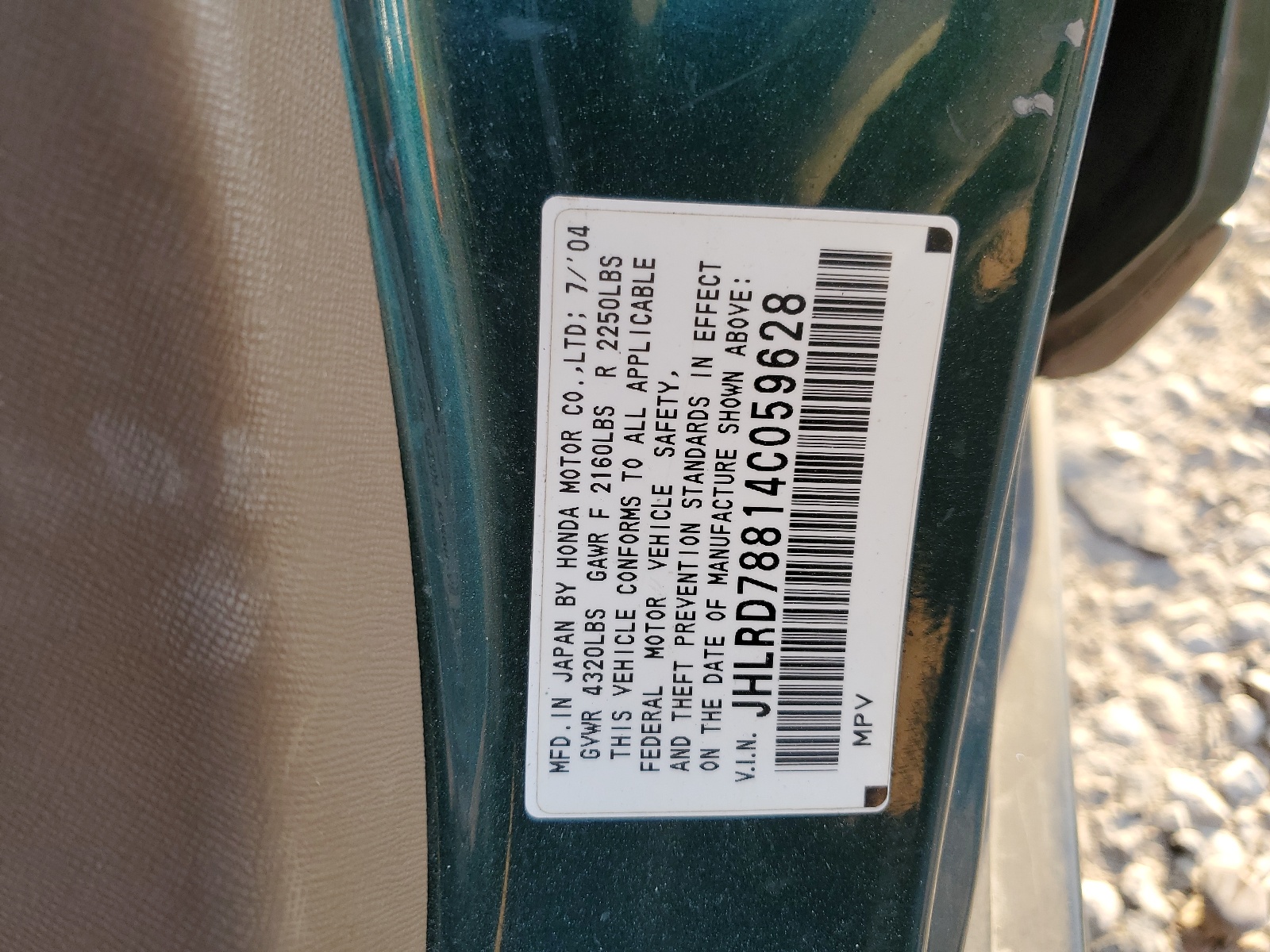 JHLRD78814C059628 2004 Honda Cr-V Ex