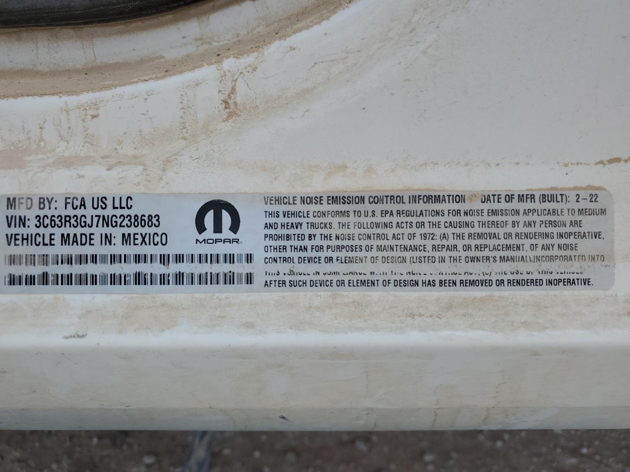 2022 Ram 3500 Tradesman VIN: 3C63R3GJ7NG238683 Lot: 71903375