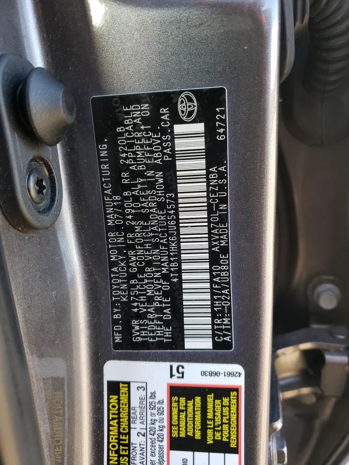 4T1B11HK6JU654573 2018 TOYOTA CAMRY - Image 12