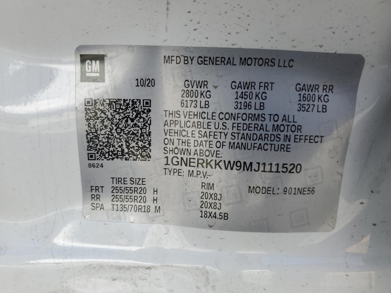 2021 Chevrolet Traverse Premier VIN: 1GNERKKW9MJ111520 Lot: 44052674