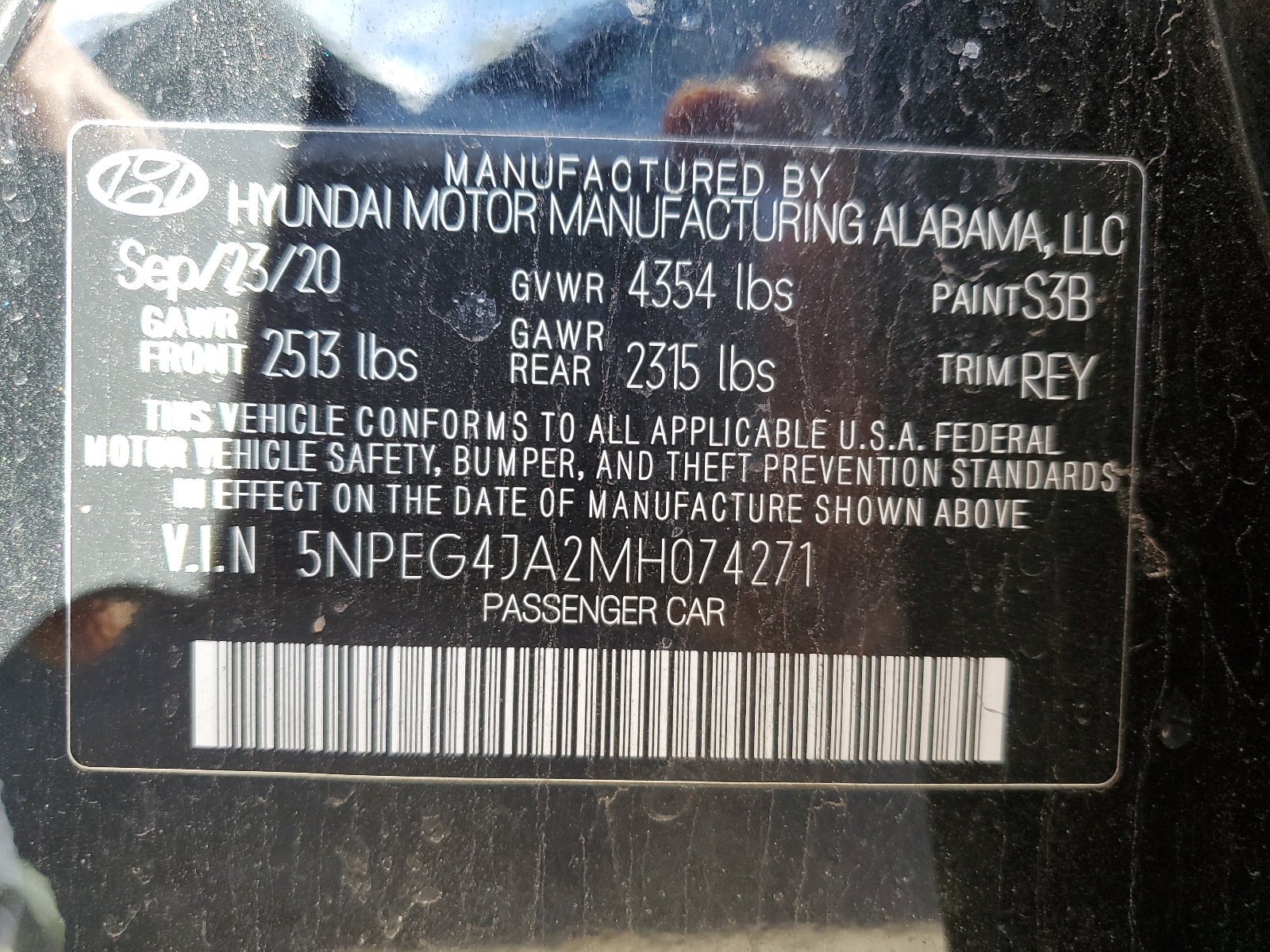 5NPEG4JA2MH074271 2021 Hyundai Sonata Se