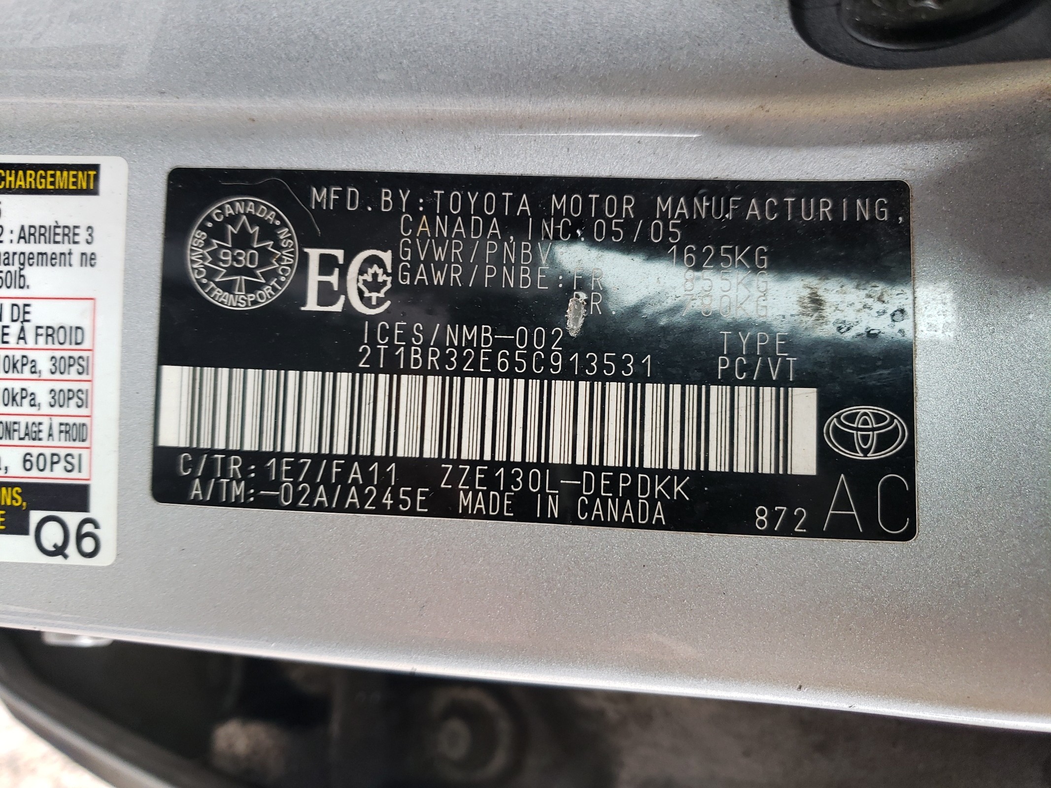 2T1BR32E65C913531 2005 Toyota Corolla Ce