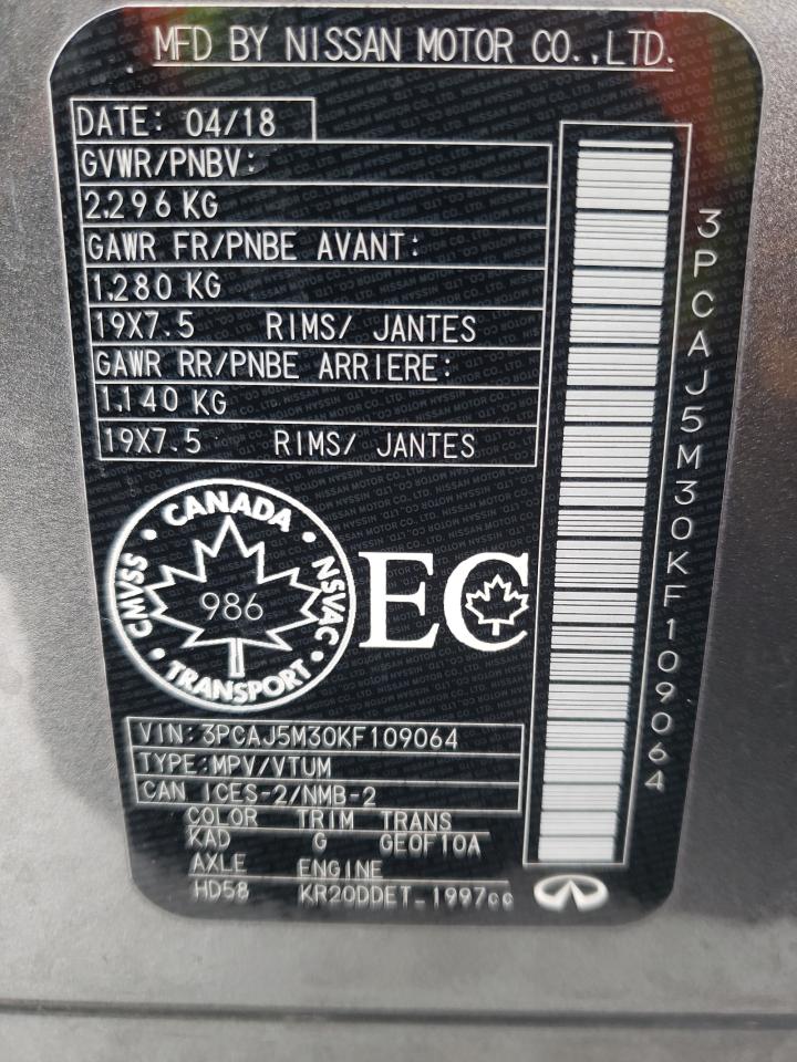 2019 Infiniti Qx50 Essential VIN: 3PCAJ5M30KF109064 Lot: 88460455