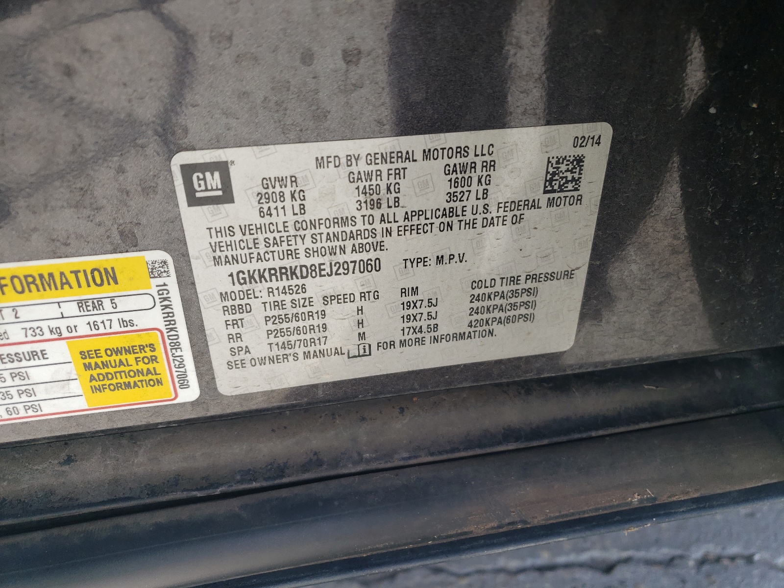 1GKKRRKD8EJ297060 2014 GMC Acadia Slt-1