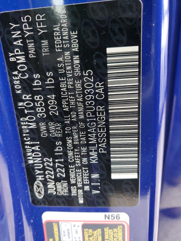 2023 Hyundai Elantra Sel VIN: KMHLM4AG1PU393025 Lot: 43722674