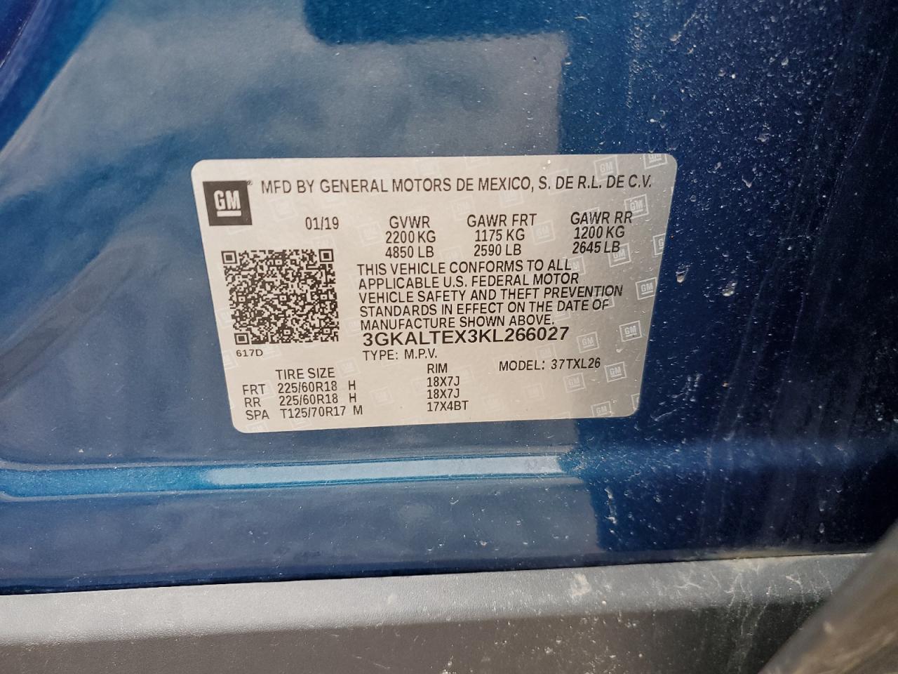 3GKALTEX3KL266027 2019 GMC Terrain Sle