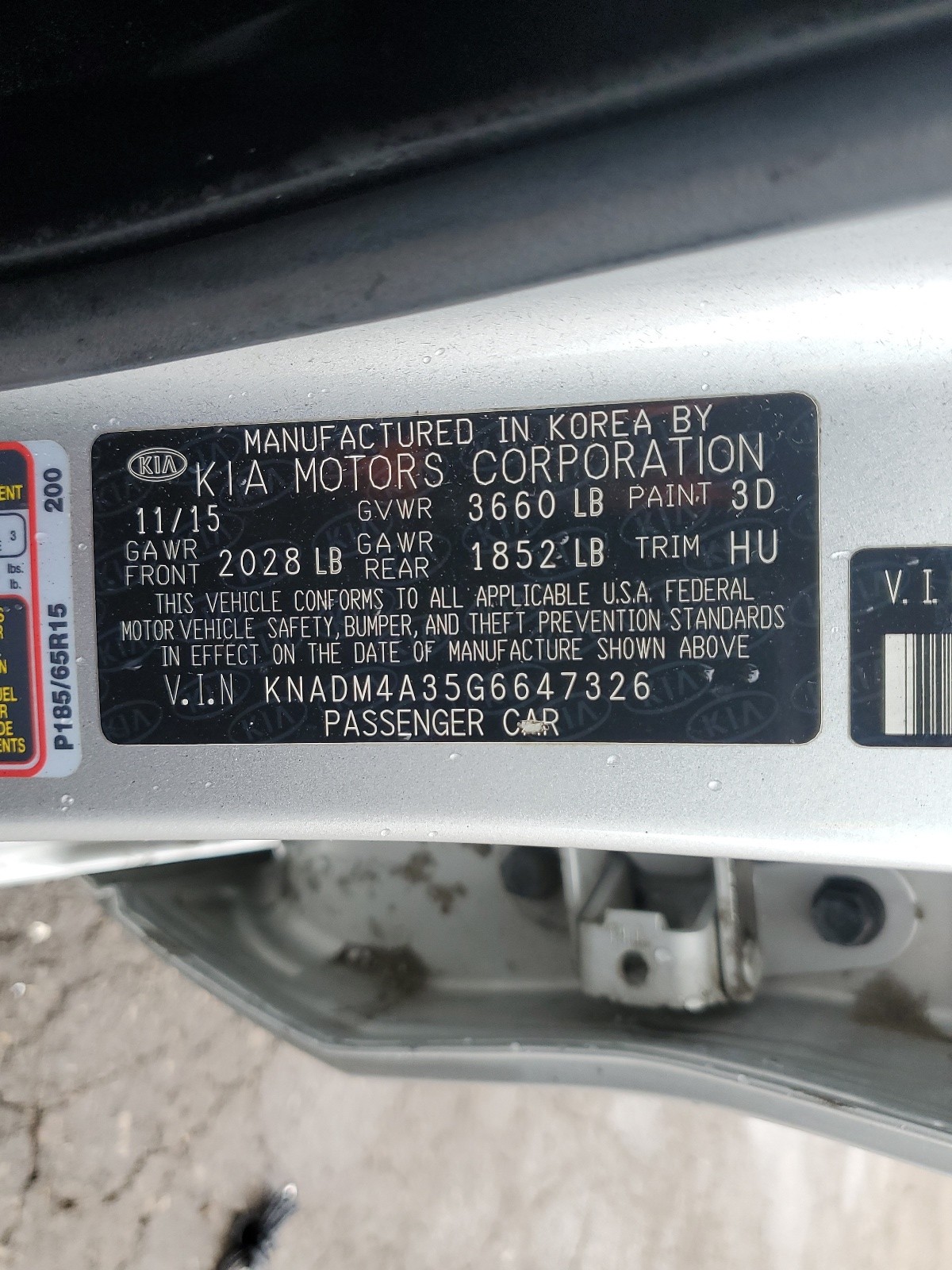 KNADM4A35G6647326 2016 Kia Rio Lx