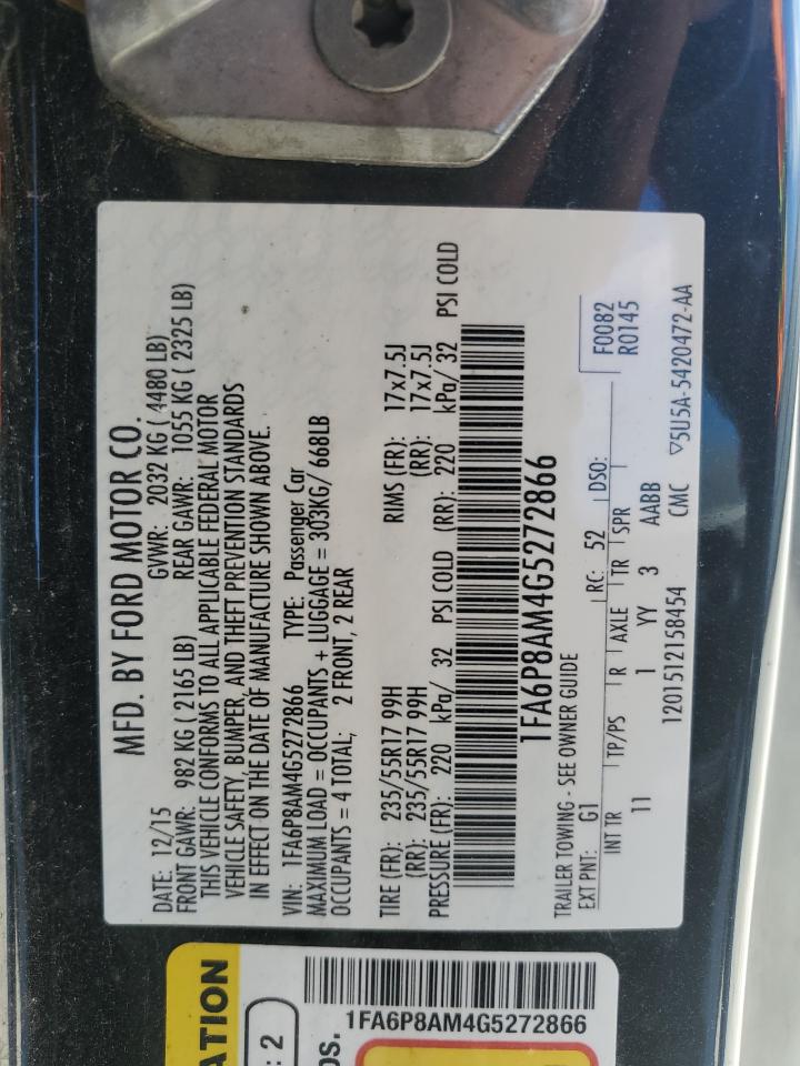 2016 Ford Mustang VIN: 1FA6P8AM4G5272866 Lot: 42010754