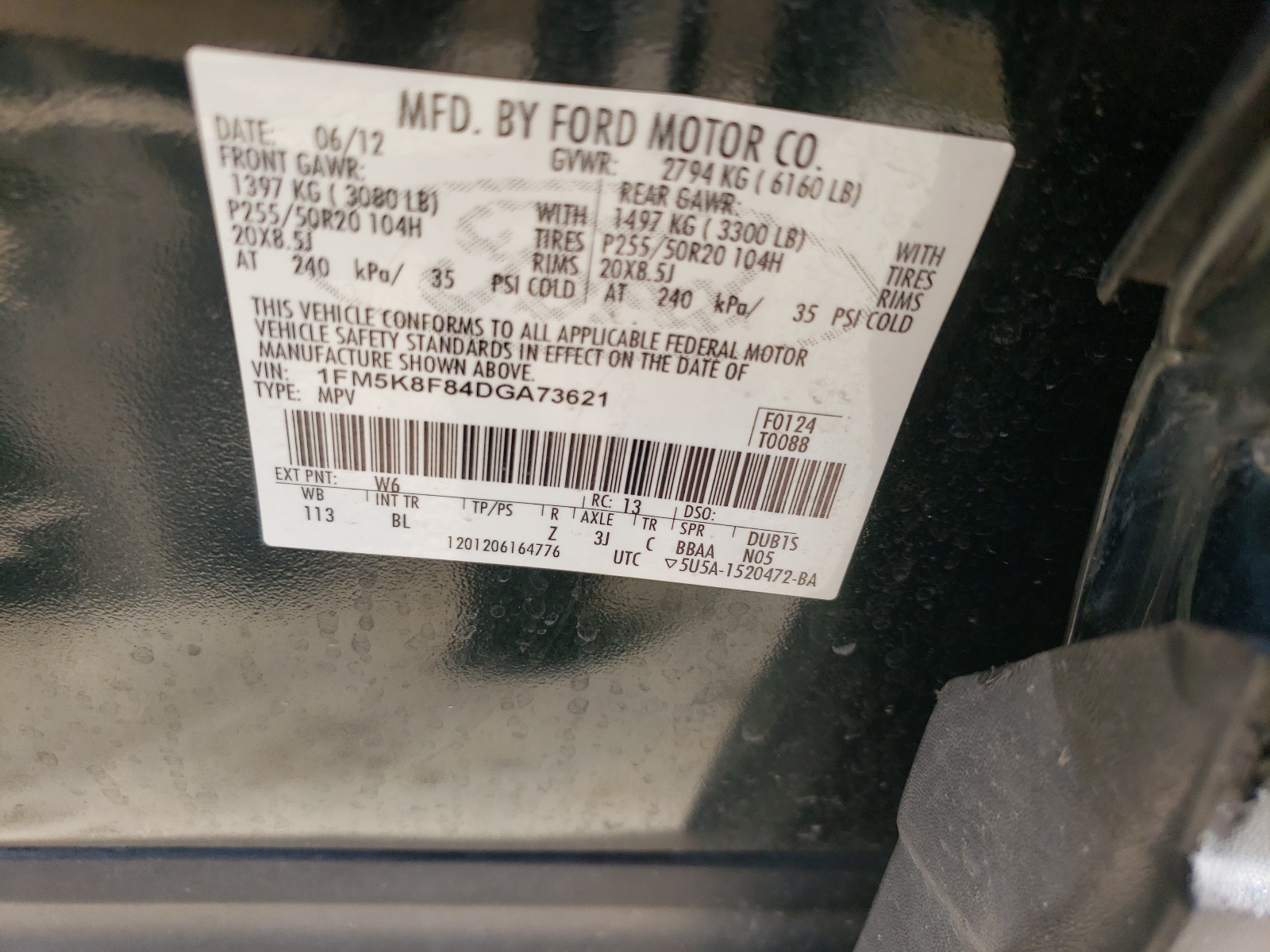 1FM5K8F84DGA73621 2013 Ford Explorer Limited