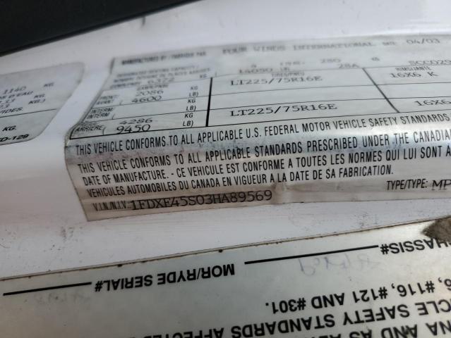 2003 FORD ECONOLINE E450 SUPER DUTY CUTAWAY VAN