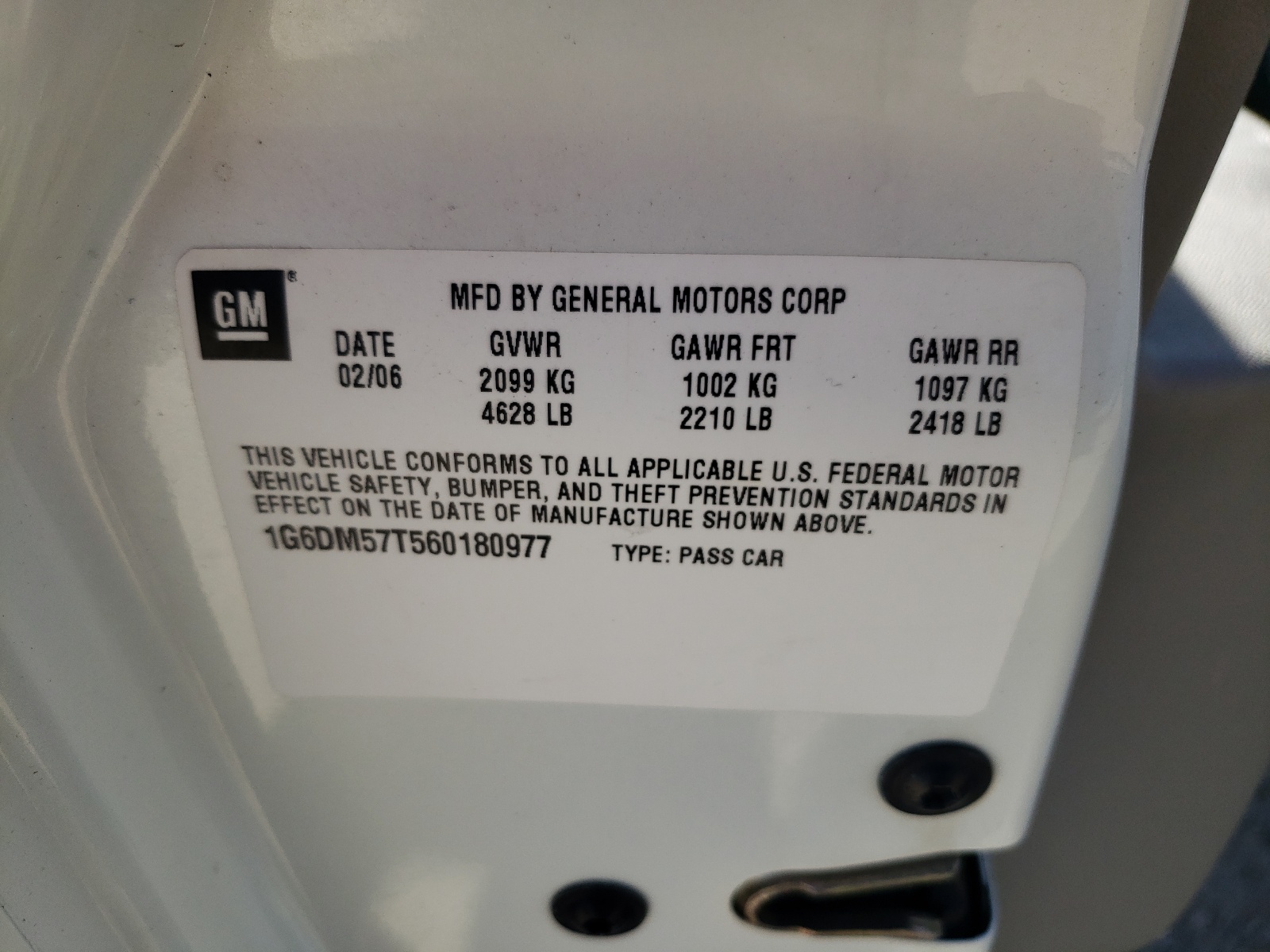 1G6DM57T560180977 2006 Cadillac Cts