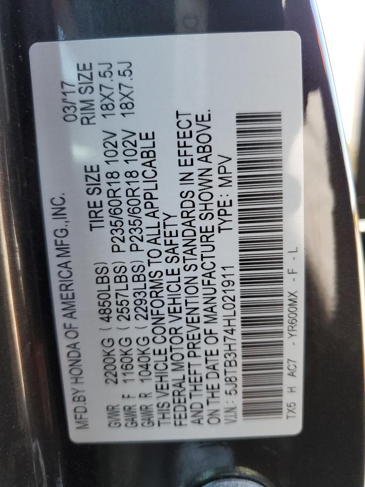 5J8TB3H74HL021911 2017 Acura Rdx Advance