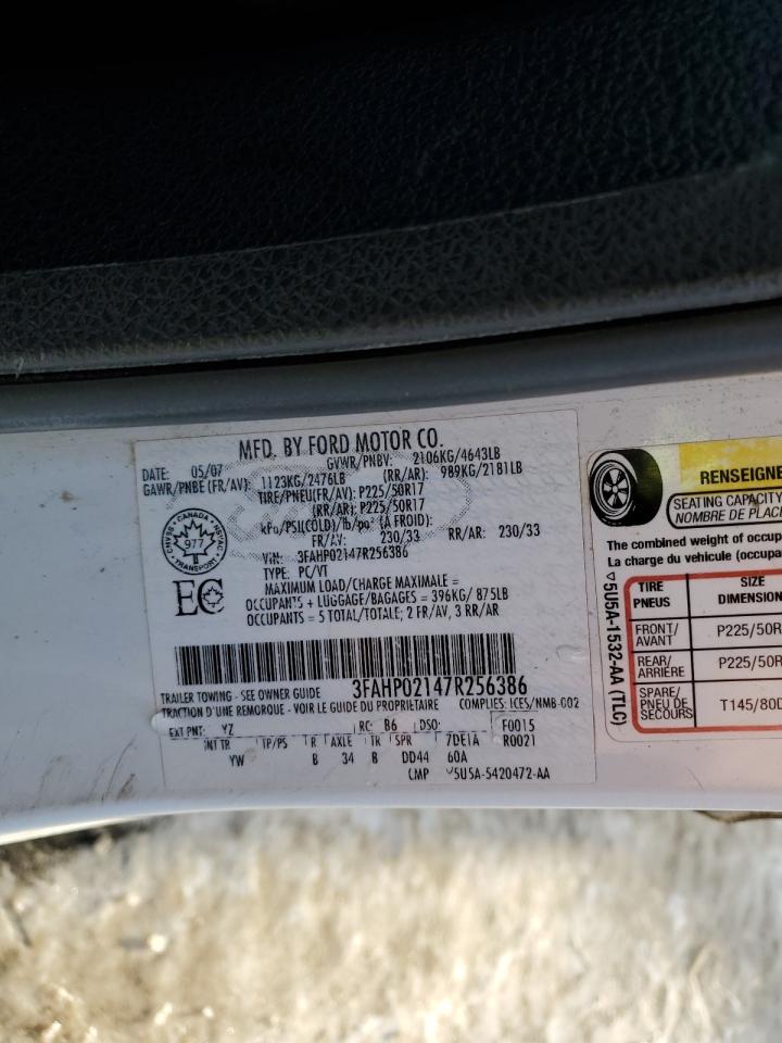 3FAHP02147R256386 2007 Ford Fusion Sel