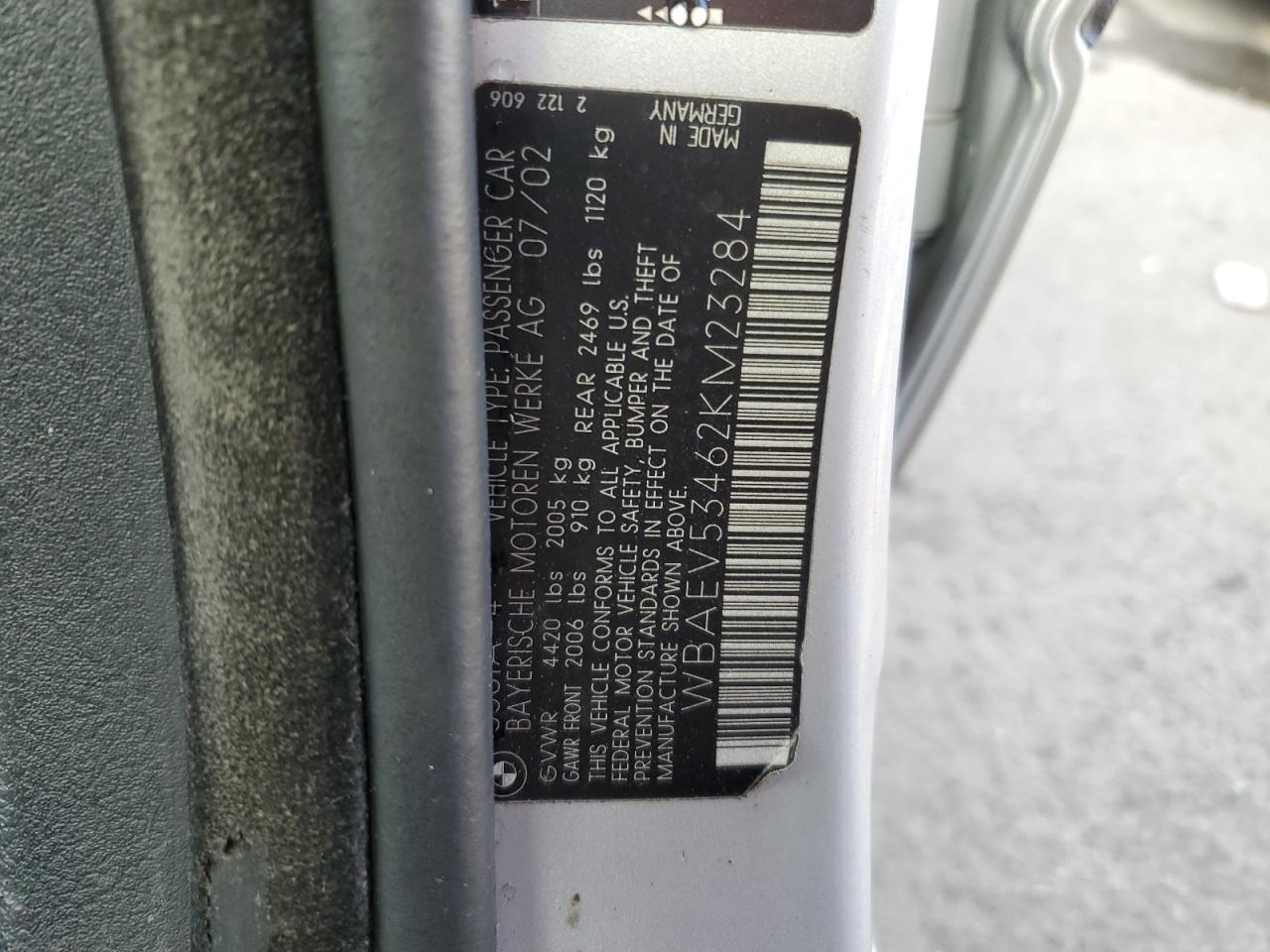 2002 BMW 330 I VIN: WBAEV53462KM23284 Lot: 41702034