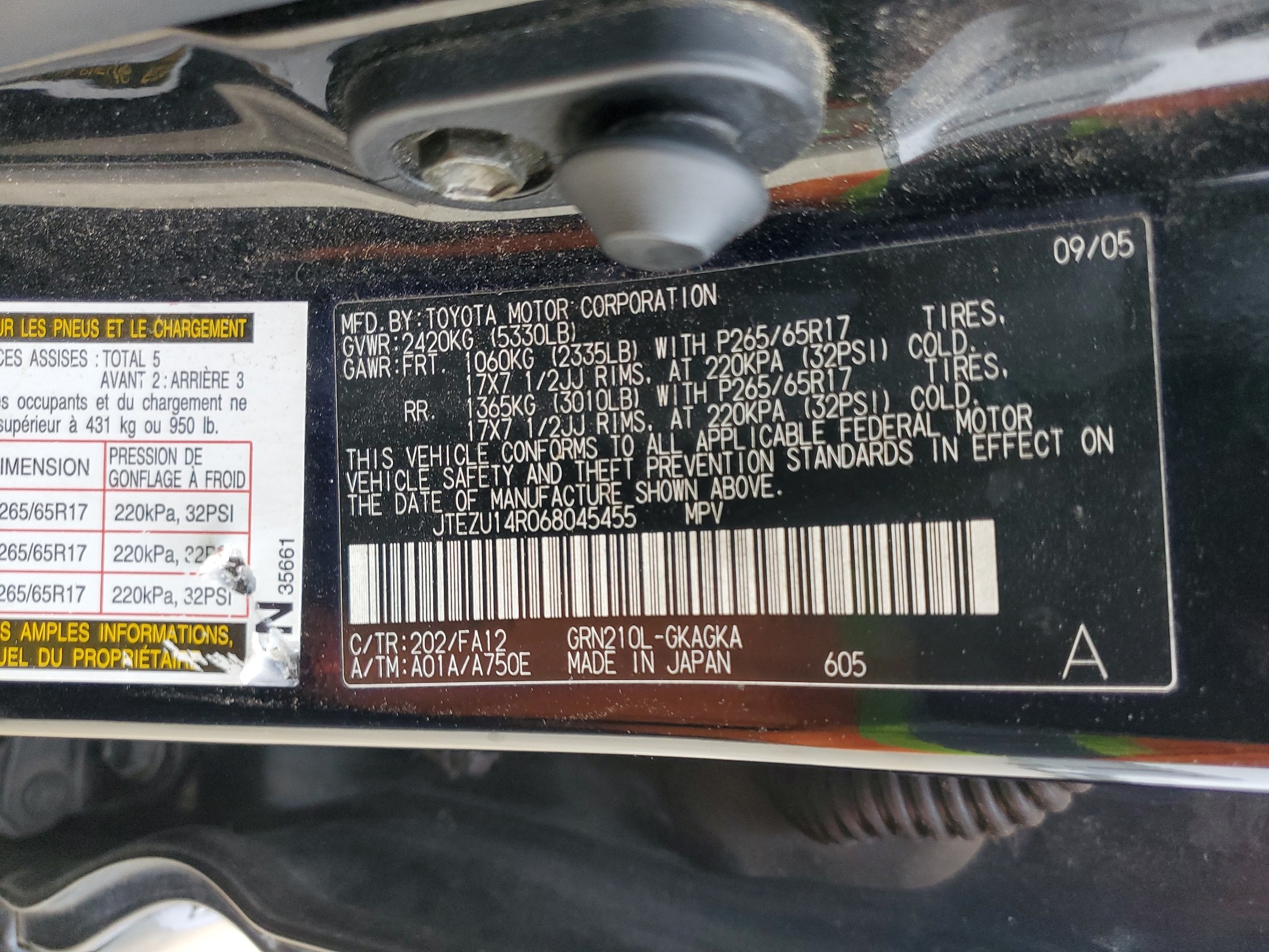 JTEZU14R068045455 2006 Toyota 4Runner Sr5