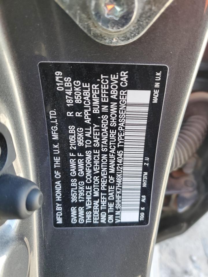 SHHFK7H46KU214045 2019 Honda Civic Sport