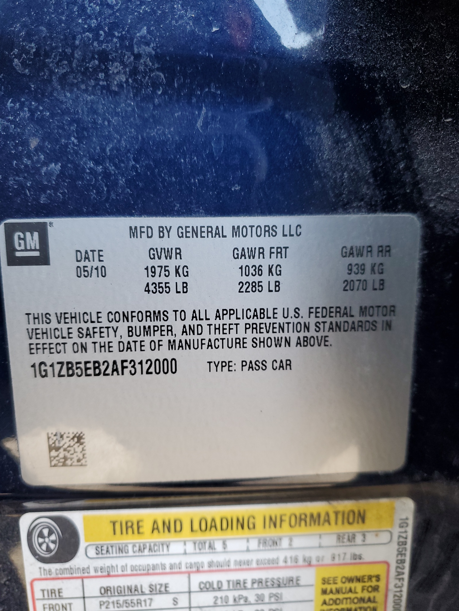 1G1ZB5EB2AF312000 2010 Chevrolet Malibu Ls