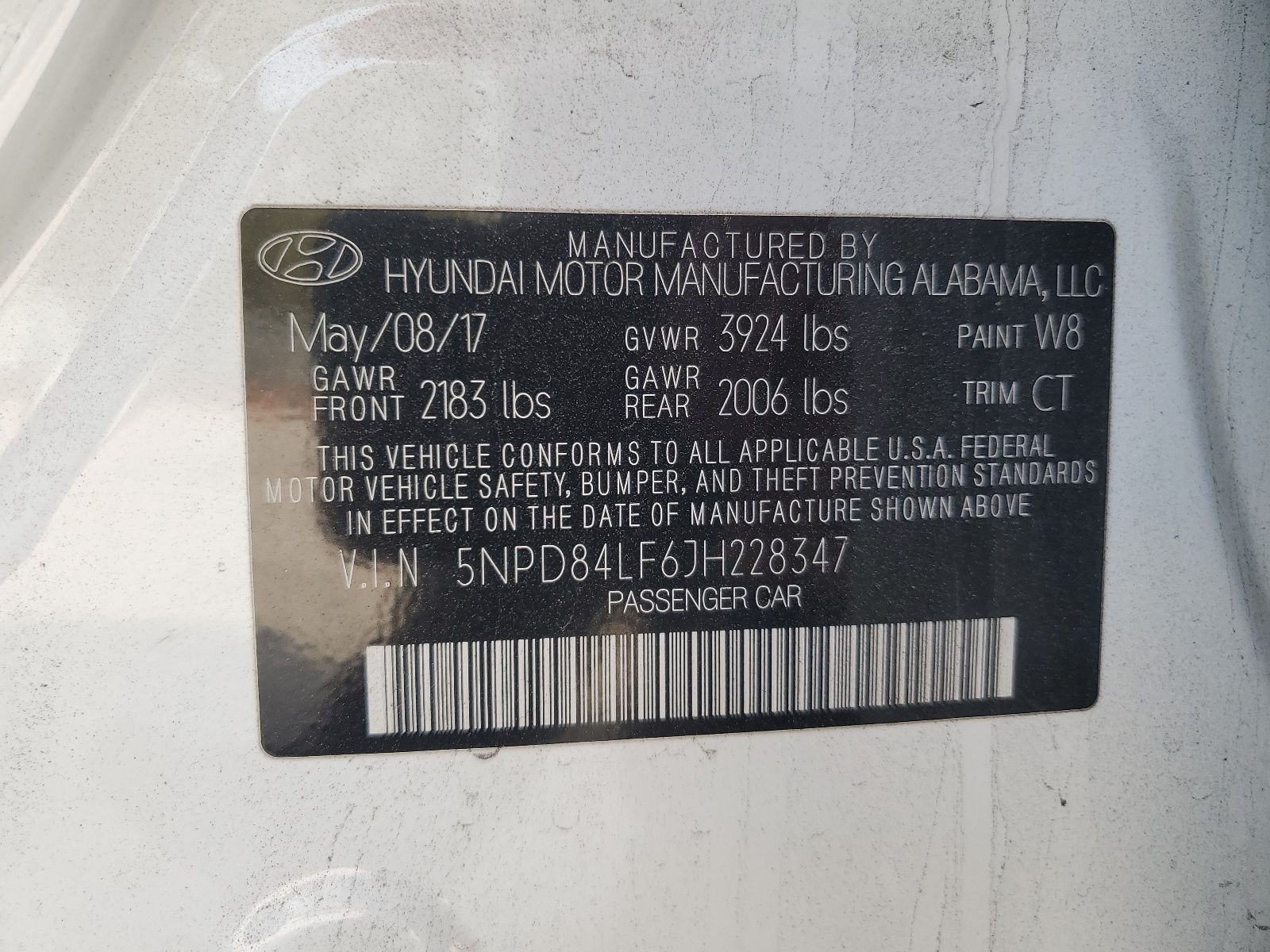 5NPD84LF6JH228347 2018 Hyundai Elantra Sel