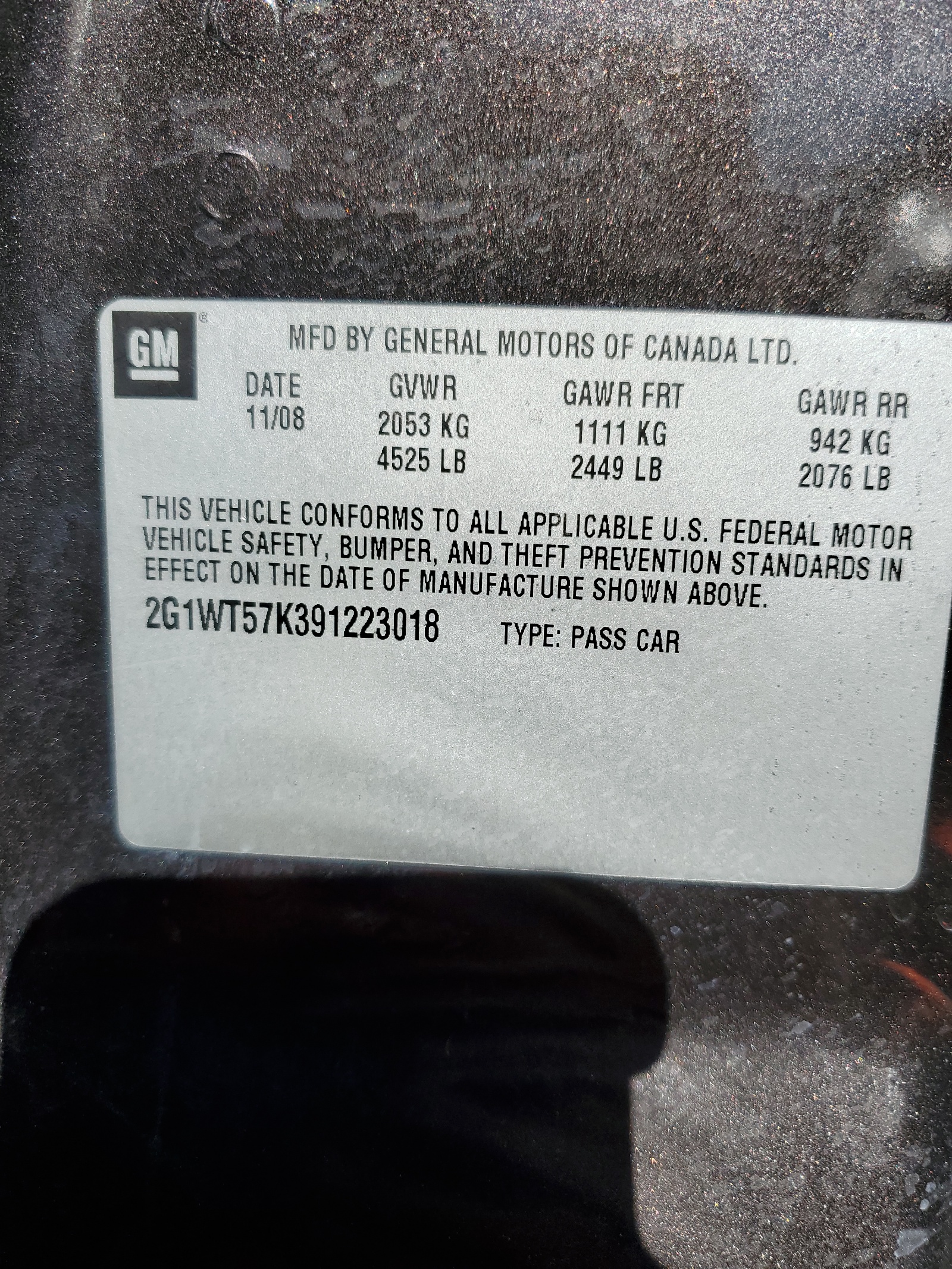 2G1WT57K391223018 2009 Chevrolet Impala 1Lt