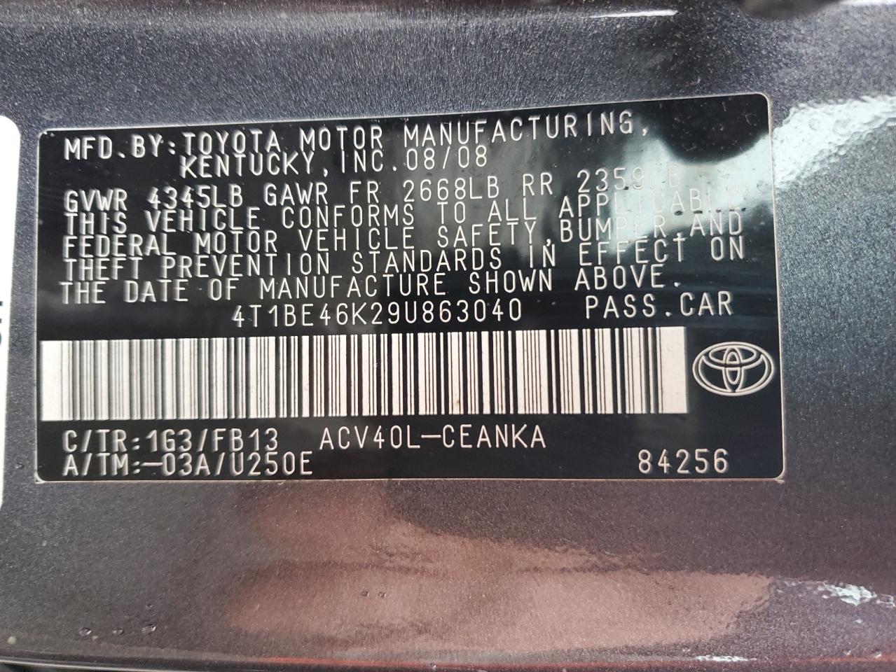 4T1BE46K29U863040 2009 Toyota Camry Base