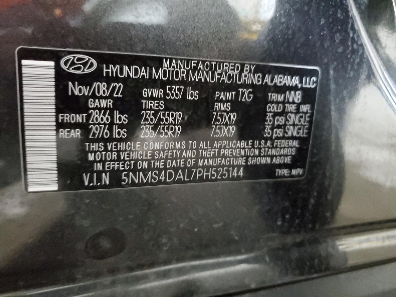 5NMS4DAL7PH525144 2023 Hyundai Santa Fe Limited