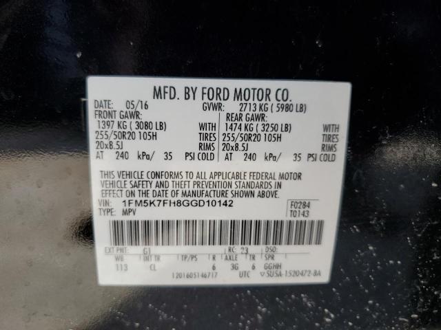 2016 FORD EXPLORER L 1FM5K7FH8GGD10142  43086474