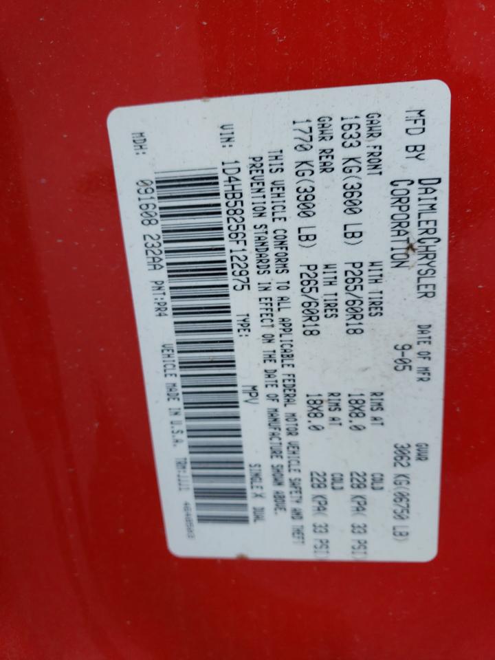 2006 Dodge Durango Limited VIN: 1D4HB58256F122975 Lot: 42829954