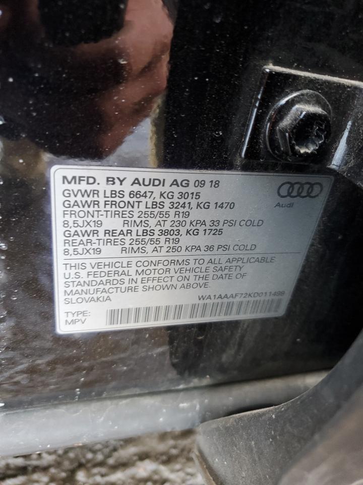 WA1AAAF72KD011499 2019 Audi Q7 Premium