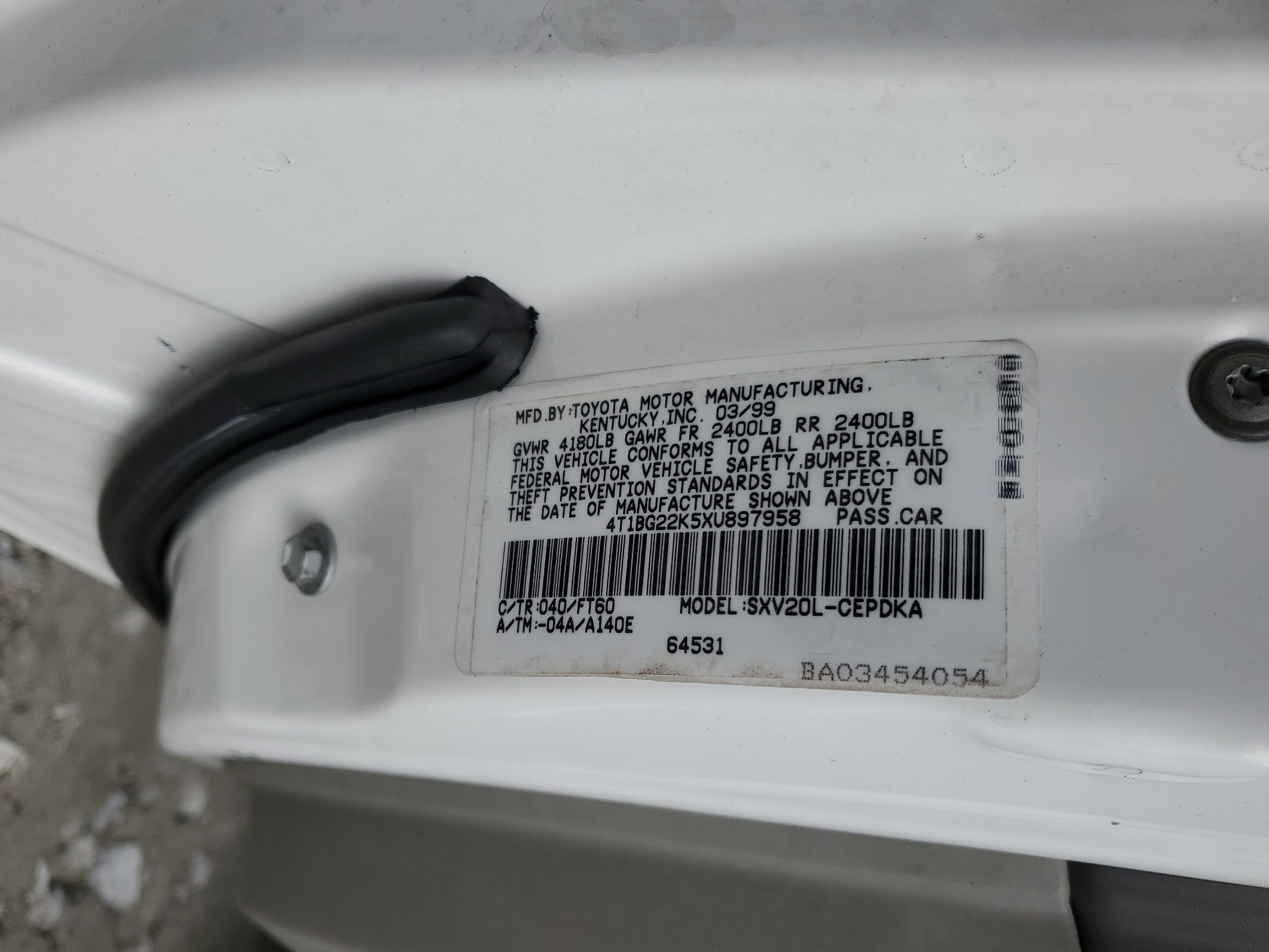 4T1BG22K5XU897958 1999 Toyota Camry Ce