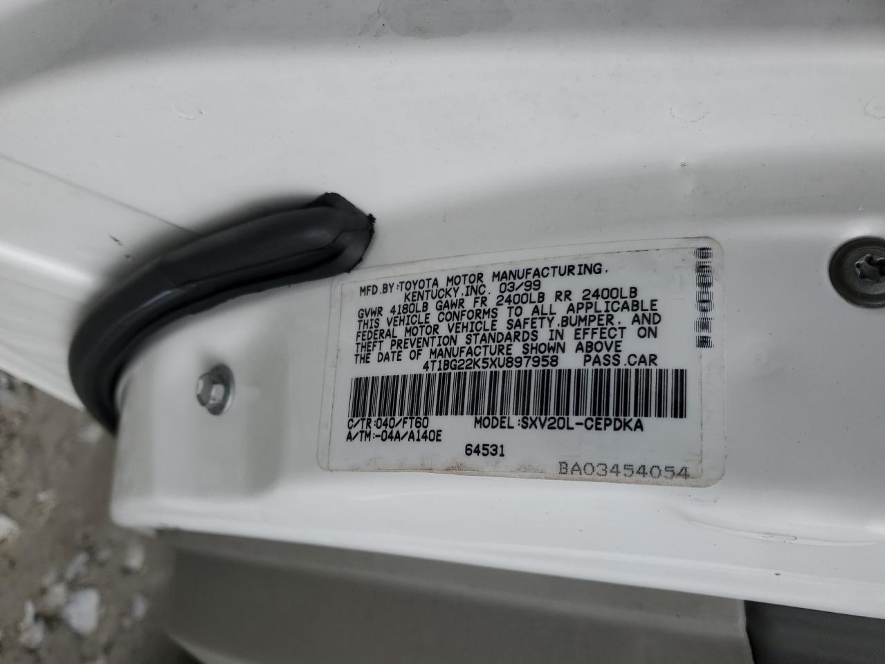 1999 Toyota Camry Ce VIN: 4T1BG22K5XU897958 Lot: 41094014