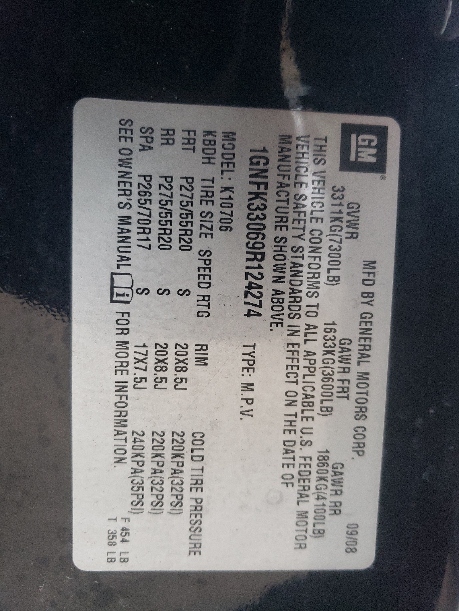 1GNFK33069R124274 2009 Chevrolet Tahoe K1500 Ltz