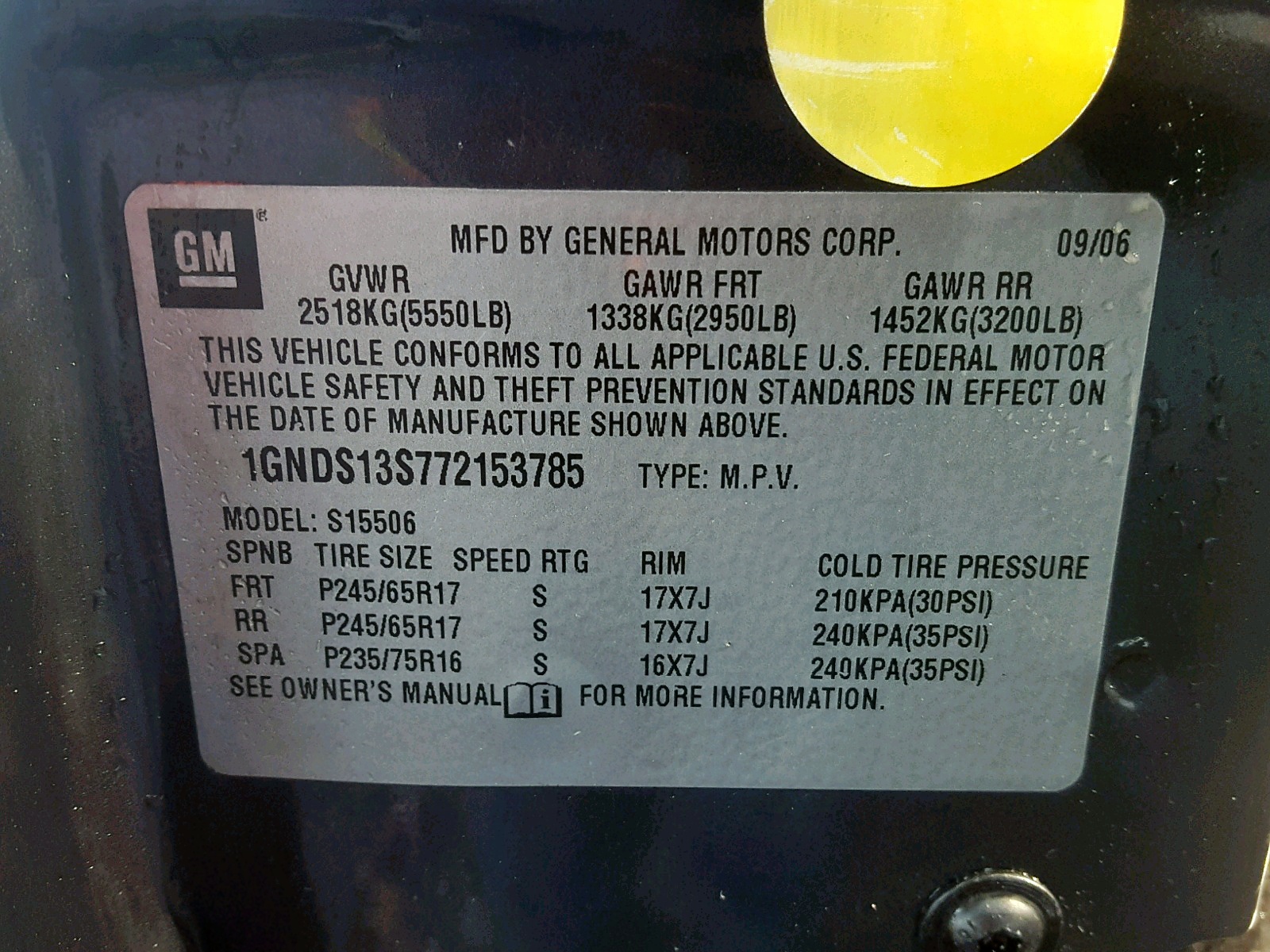 1GNDS13S772153785 2007 Chevrolet Trailblazer Ls