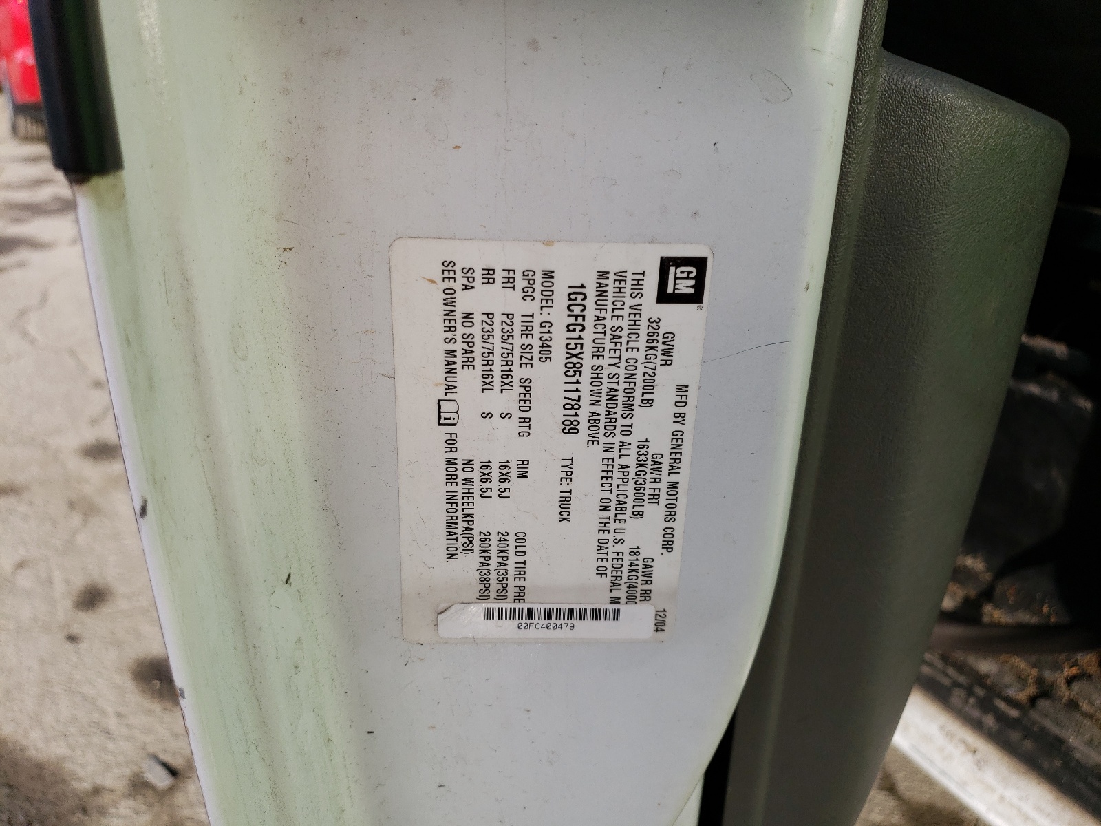 1GCFG15X851178189 2005 Chevrolet Express G1500