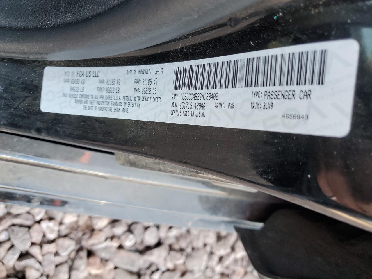 2016 Chrysler 200 Limited VIN: 1C3CCCAB3GN168402 Lot: 65543944