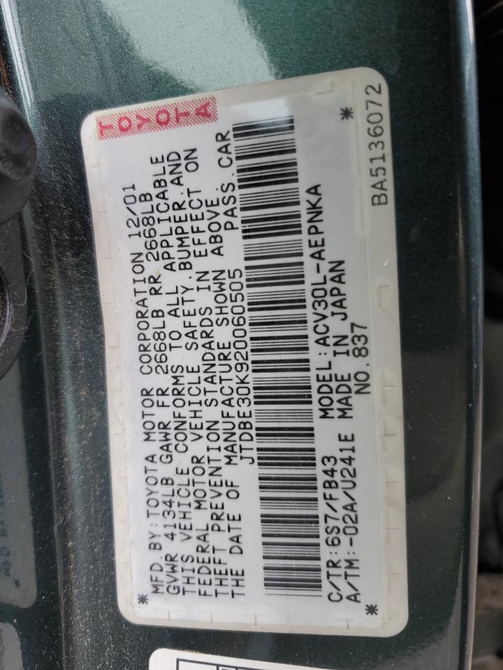 JTDBE30K920060505 2002 Toyota Camry Le