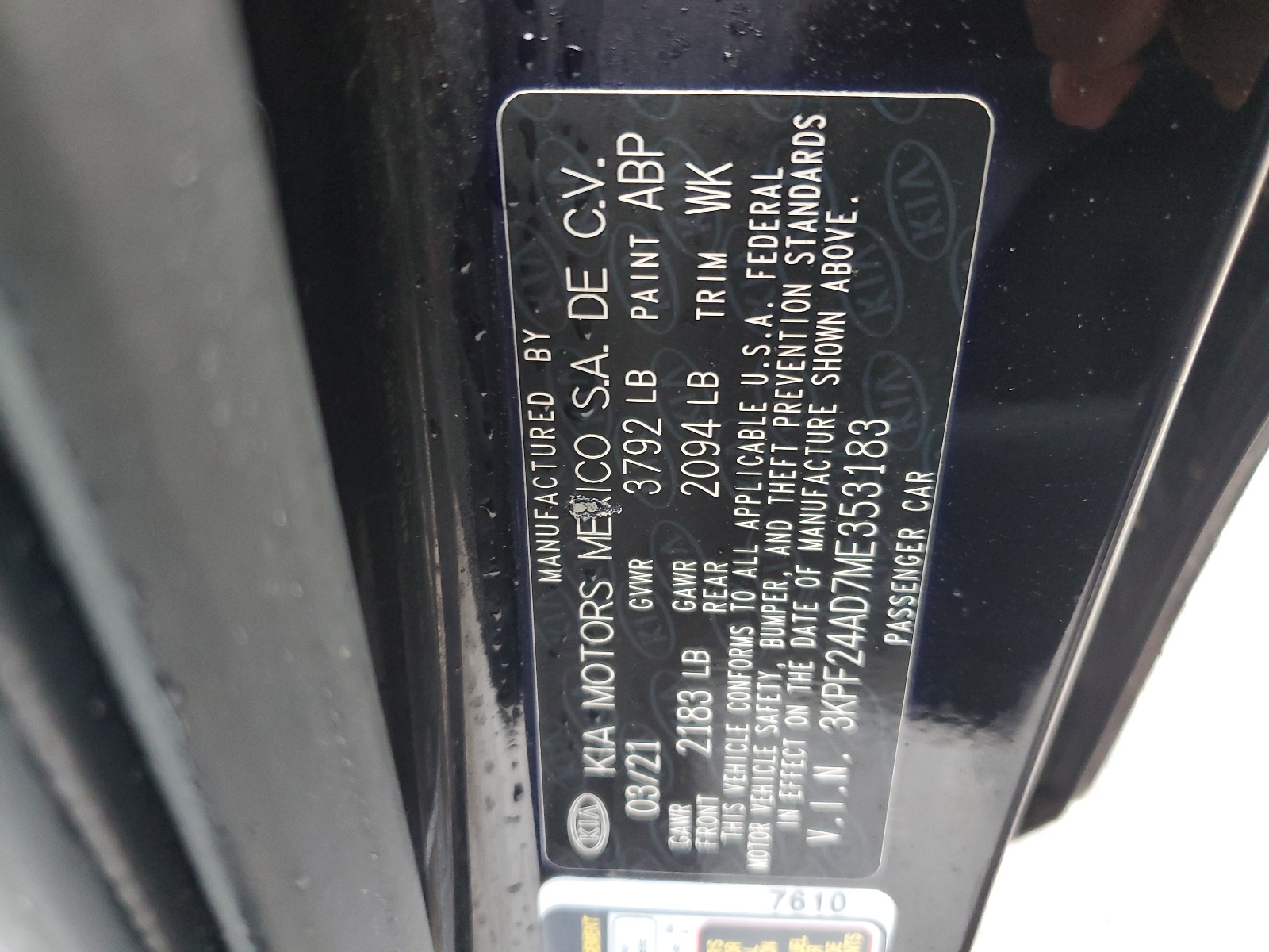 3KPF24AD7ME353183 2021 Kia Forte Fe